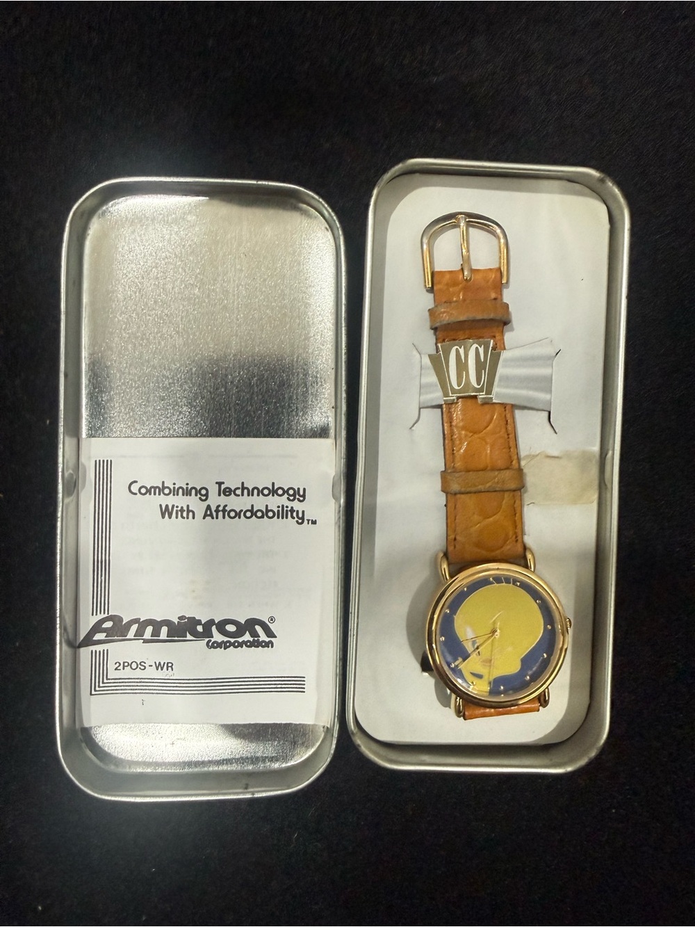 Armitron Brown Leather Strap Watch with Gold-Tone Case and Yellow Dial